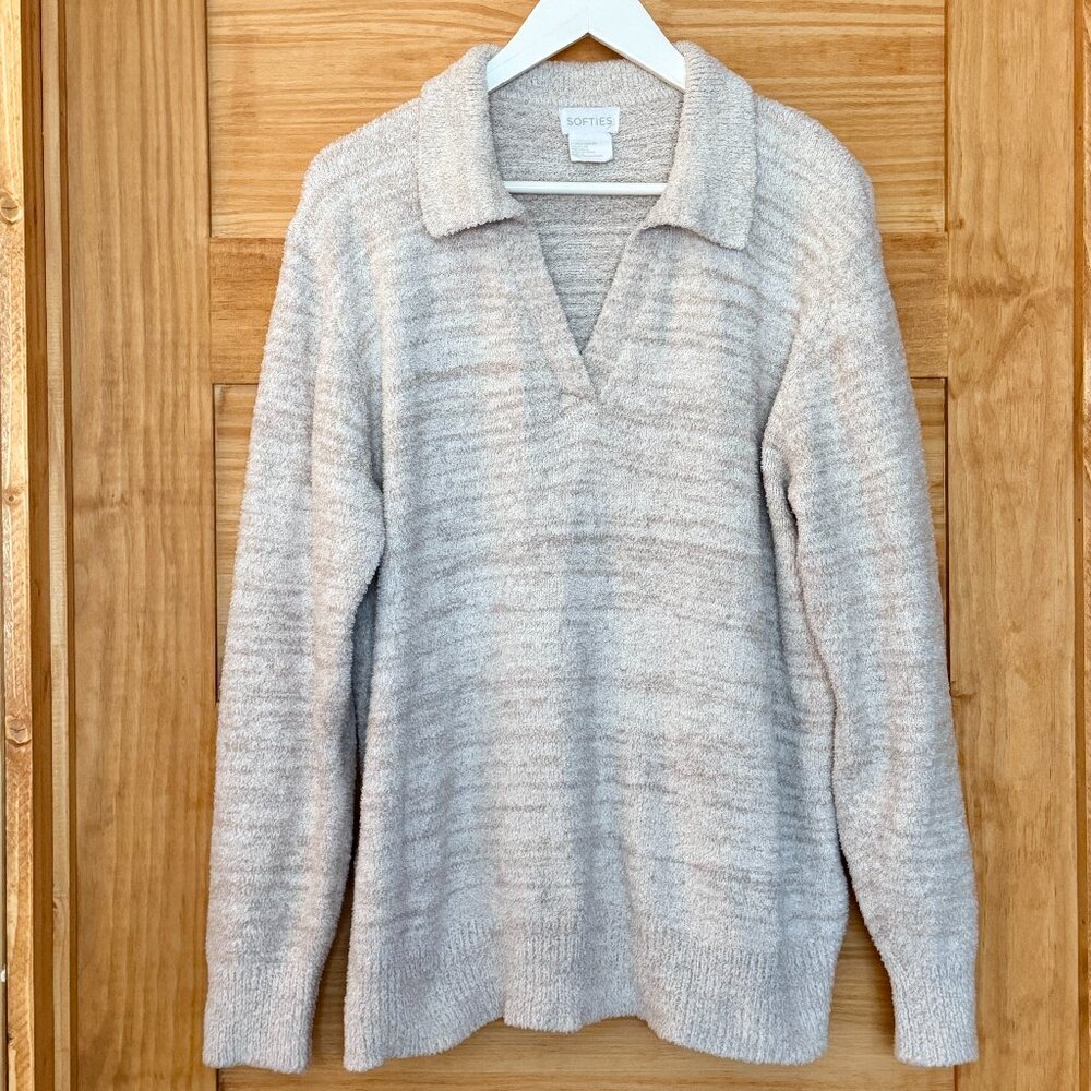 Softies Marshmallow Cozy Johnny Collared Lounge Sweater Top Women's size XL